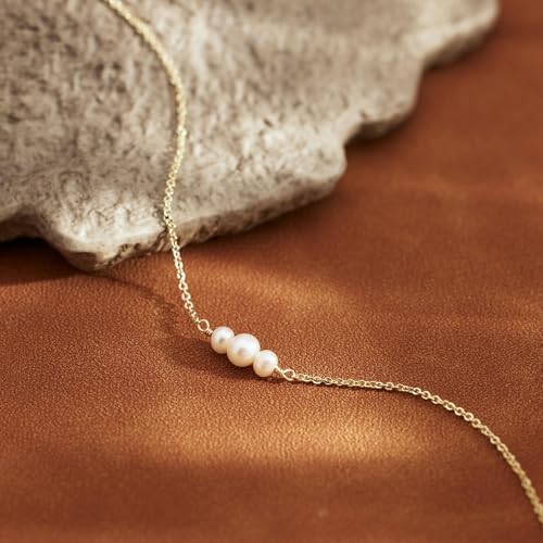 SLOONG 14K Gold Plated Pearl Bracelets for Women Trendy | Dainty Stackable Layered Chain Bridesmaid Bracelets, Waterproof Wedding Jewelry for Women Adjustable 6"+2" - color: Style4(Pearl)