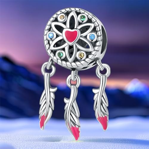 925 Sterling Silver Charms for Bracelets and Necklace Religious Cross Pendants Praying Hands, Bible, Virgin Mary, Jesus, Church Bead Jewelry - color: Heart - Feather Charms