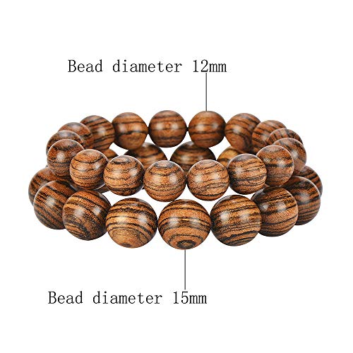 Prayer Bead bracelet Mala Beaded Bracelets for Men Women 12/15MM … - color: 12mm 17 beads Tiger skin