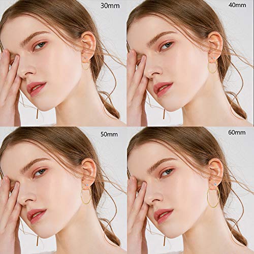 4/10 Pairs Stainless Steel Gold Silver Plated Hoop Earrings Hypoallergenic Dainty Big Small Hoops Earrings Set for Women - color: 4 Pairs Gold Plated Hoop Earrings Set