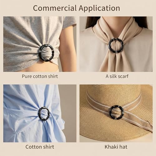 6PCS 2inch Women Lady Plastic Round Circle Scarf Ring Clips Scarves Buckle Silk Clasp Clothing Ring Wrap Holder for Silk Neckerchief Clothing T-Shirt(Black White Mixed)