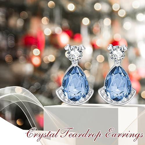 Birthstone Teardrop Crystal Stud Earrings for Women 925 Sterling Silver Solitaire Studs Halo Earrings for Birthday Gifts Teardrop Earrings for women - style: L December