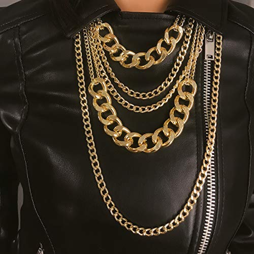 CSIYANJRY99 Chunky Gold Necklaces for Women,Multilayer Punk 80s Hip Hop Necklace,Layered Cuban Link Chain Statement Necklace 90s Freaknik Outfit Accessories for Women - color: Gold