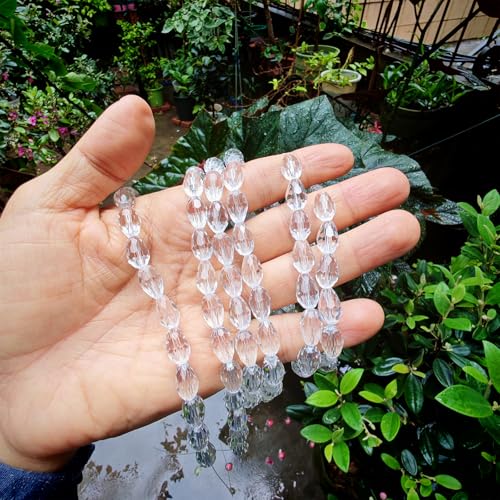 8x12mm Teardrop Glass Beads for Jewelry Making, Vertical Hole Faceted Crystal Prism Beads for Pendants Bracelet Necklace Earring, Clear White 100pcs - color: Clear White
