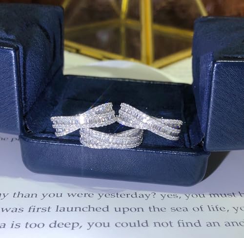 PAVOOI 14K Gold Plated X Ring Simulated Diamond CZ Criss Cross Ring for Women Juude Jewelers Silver Rose Gold Braided Wrap Knot Style Promise Statement Cocktail Party Ring(Silver.K-US Code-6) - color: SILVER.K, size: (US Code-6)
