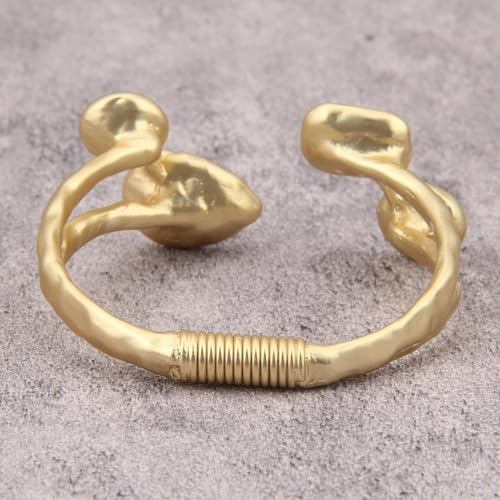 GelConnie Chunky Cuff Bangle Bracelet for Women, Statement Jewelry | Gold and Silver Tone Cuff Bangles with Resin, Crystal and Textured Accents for Party, Vacation and Dressy Looks - style: Bangle 04-Clear Crystal
