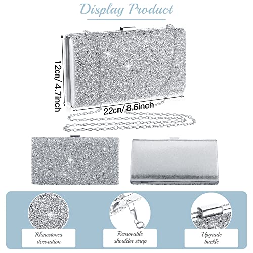 Mixweer 4 Pieces Clutch Purses Bag for Women Evening Rhinestone Jewelry Set Bling Necklace Earrings Bracelets Set for Wedding - style: Bright Style