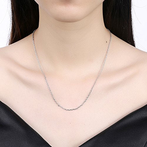 Cutesmile Fashion Jewelry 18k Gold/Rose Gold/White Gold 1.5mm Rolo Adjustable Chain Crafted Necklace (White Gold) - color: White Gold
