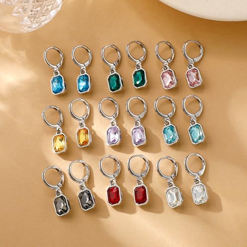 Multicolor Crystal Dangle Studs Earrings Set for Women 925 Silver Hypoallergenic Dangle Earrings Leverback Drop Earring Fashion Cubic Zirconia Leverback Stud Earring Sets Trendy Cubic Zirconia Jewelry Gifts for Women - style: 6-S-G