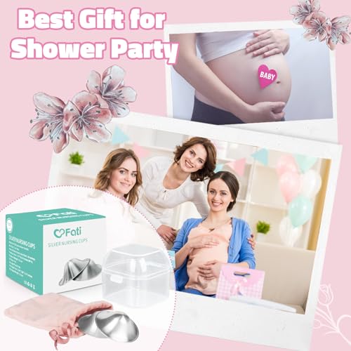 The Original Silver Nursing Cups, Nipple Covers for Breastfeeding, Nipple Shields for Nursing Newborn, Breastfeeding Essentials Silver Nipple Guards for Sore Nipple Relief-XL - size: X-Large
