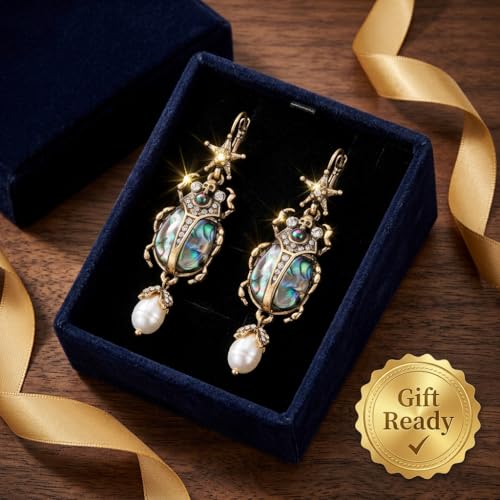 Whimsical Beetle Scarab Drop Dangle Earrings for Women, Gothic Vintage Inspired Jewelry Gift for Birthday Anniversary - style: Beetle- hook