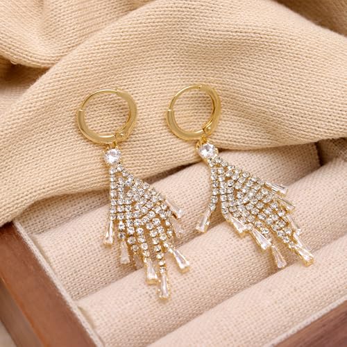 Jean Beau Drop Hoop Earrings for Women, Fasion Jewelry Gift - color: Gold Tassel