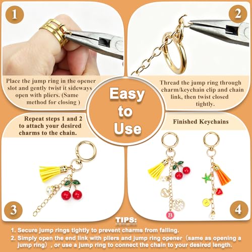 570 Pcs Keychain Making Kit, DIY Charm Making Supplies with Tassels | Enamel Charms Letter Beads, Pearl and Cherry Charm, Extender Chains, Storage Box Instruction Manual with Gift Bags, DIY Craft - size: 570pcs kit