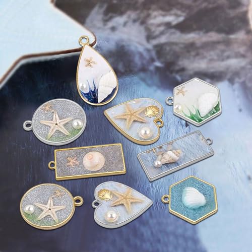 50pcs Open Bezel Pendants 5 Styles Hollow Bezel Pendants Open Frame Pendant Geometric Pressed Flower Frame for Resin Casting, Necklace, Earrings, Pressed Flower, DIY Crafts(K Gold,White K) - color: 50pcs;K Gold,White K;5 Styles