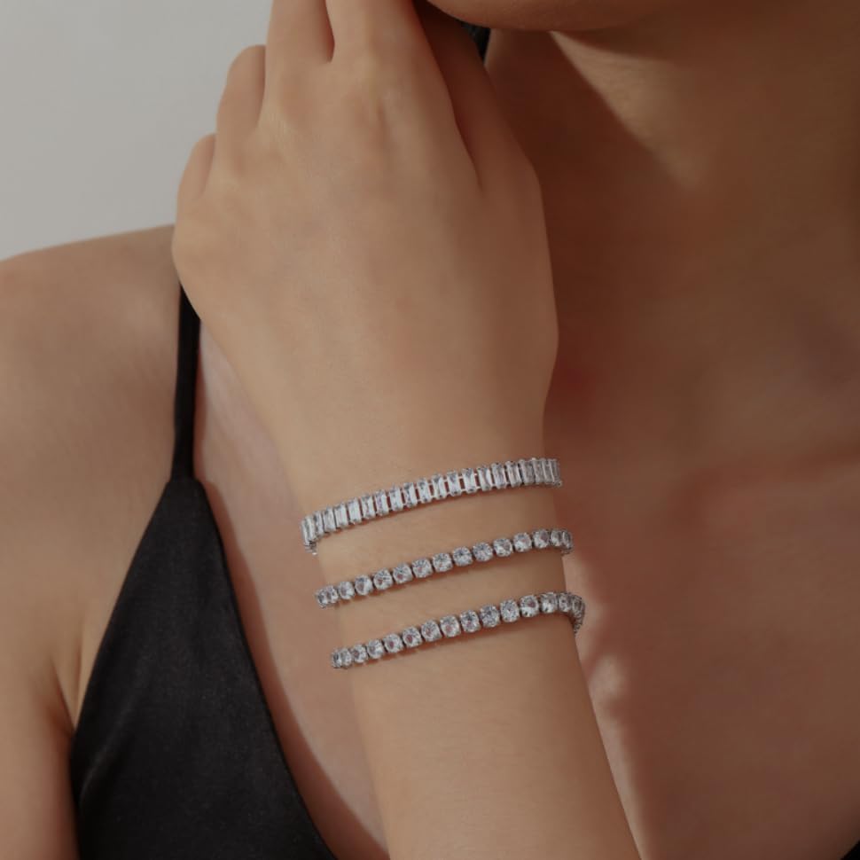 2PCS Handmade Bracelet Protection Gifts, String Adjustable Amulet Bracelet, Powerful Bracelet for Good Luck, Red Braided Bracelet for Women Mother Daughter Couples Sisters Friends - color: Silver-3 Layered Cubic Zirconia Bracelets-B