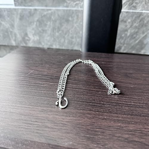 Stainless Steel Initial A-Z Necklace for Men Women,Cuban Chain,Titanium Steel Initial Letter Pendant Charm Necklaces Accessories Jewelry for Woman Man,21 Inch Chain - color: U