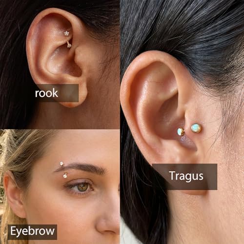 Daith Rook Piercing Jewelry 16G 18G Surgical Steel Curved Barbell Eyebrow Piercing Vertical Labret Lip Jewelry Hypoallergenic Stainless Surface Eyebrow Rook Daith Earrings for Women Men 6MM 8MM 10MM