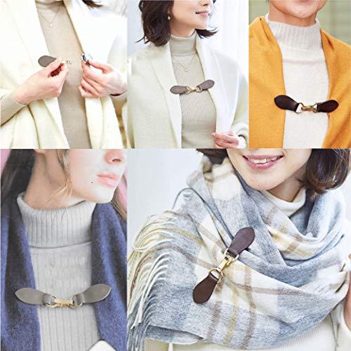 Clip Holder Buckle Clasp Pin for Poncho Cape Cardigan Wrap Shawl Accessories - color: Brown with Silver Clamps