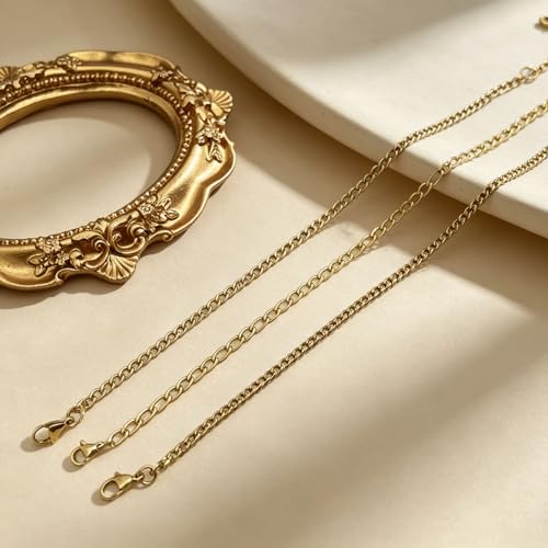 Silver Ankle Bracelets for Women Waterproof Stainless Steel Anklet Adjustable Layered Cuban Silver Anklets Set Summer Beach Foot Jewelry Gift - color: Cuban chain/gold
