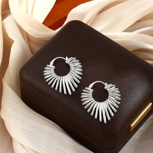 Chunky Hoop Huggie Dangle Tassel Pearl Bow Heart Charm Stud Cilp-on Earrings for Women, 14K Gold plated/Sterling Silver Plated CZ Large Jewelry Vintage Dainty Trendy Gift Daily Prom Party - style: Chunky Heart-SL