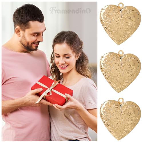 Framendino, Heart Photo Frame Charms DIY Locket Pendants for Jewelry Making - color: Gold, size: 10 Pack