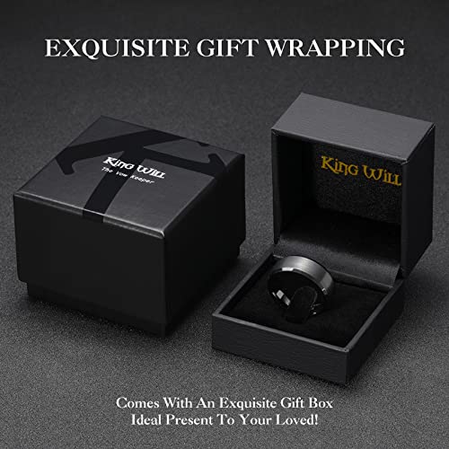 King Will Wedding Band for Men Women, 2/4/6/7/8mm Domed Matte Brushed Tungsten Carbide Rings, Solid/Dual Color Engagement Rings, Comfort Fit - color: Gunmetal&Polished Edge-8mm