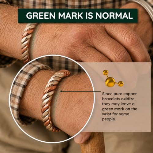 Touchstone Copper magnetic bracelet Tibetan style. Hand forged with solid and high gauge pure copper. Twisted rope look. 2 metal look. - style: Braided two tone