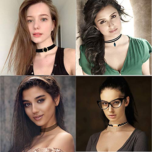 K&Q 52 PCS Choker Necklace, Classic Gothic Black Cute Lace Velvet Collar Choker Necklace Set