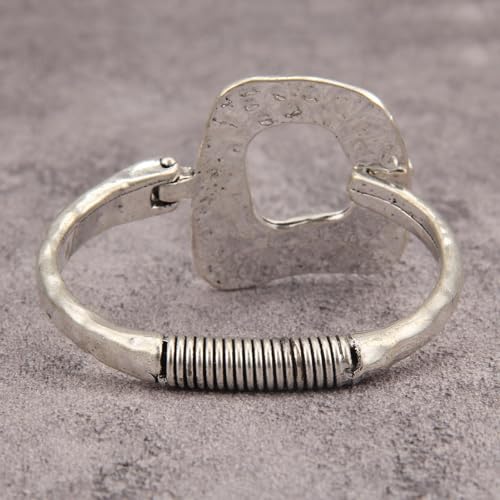 GelConnie Chunky Cuff Bangle Bracelet for Women, Statement Jewelry | Gold and Silver Tone Cuff Bangles with Resin, Crystal and Textured Accents for Party, Vacation and Dressy Looks - style: Bangle 03-Silver