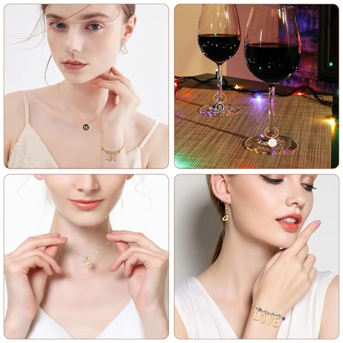 SANNIX 156Pcs/6 Sets Letter Charms, Letter Charms 3 Styles A-Z Initial | Alphabet Metal Charm, with 200Pcs Open Jump Rings, for Bracelet Earrings Necklace, Jewelry Making, KC Gold - color: KC Gold White Black