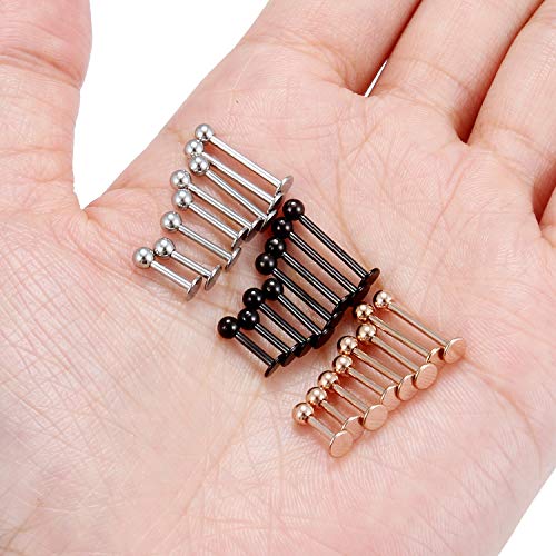 Labret Barbell 24PCS Monroe Lip Barbell Ring Helix Earring Tragus Cartilage Studs Surgical Steel Piercing Jewelry for Women Men 20-12G - color: B: 24pcs 16gauge