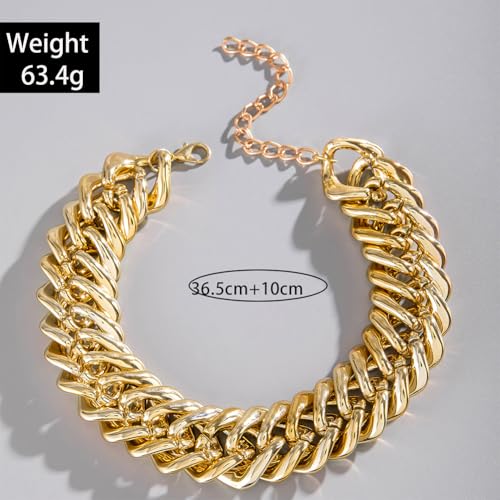 Chunky Gold Chain Necklace for Women Big Chunky Choker Necklace Gold Cuban Link Chain Necklaces Punk Hip-Hop Necklaces Costume Jewelry Gift - color: Gold06
