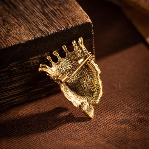 Luxury Crystal Tiger Brooch Pins for Women Men Vintage Gold-Tone Climbing Black Spots Leopard Brooch Fashion Panther Cougar Pin Suit Jackets Coat Animal Jewelry Gift - style: Lion