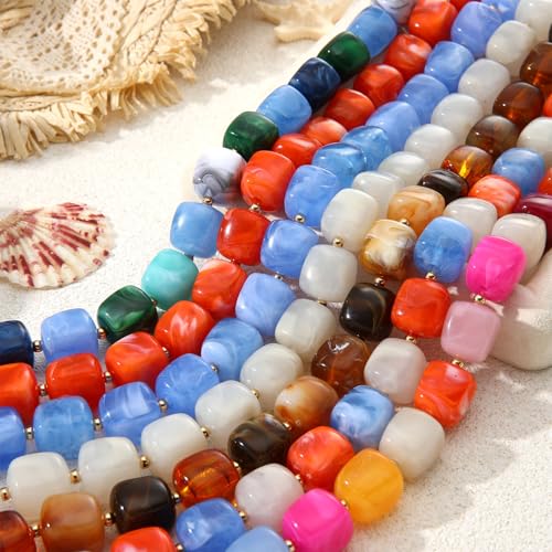 Chunky Beaded Necklace for Women Boho Statement Choker Necklace Trendy Resin Beads Summer Beach Jewelry Gifts