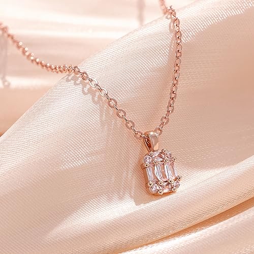 Tewiky Pendant Necklace for Women 14k Gold Plated Chain Choker Necklaces | Dainty Necklaces,Aesthetic Simple Necklace,Jewelry Gifts for Women - color: roes gold CZ
