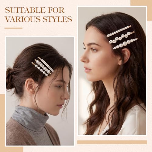 23 Pcs Pearl Hair Accessory Set, Including Faux Pearl Hair Clips,Headbands, and Gold Metal Clips, Women Fashion Hairs Accessories Styling Tools for Birthday Parties Gift Weddings Souvenirs