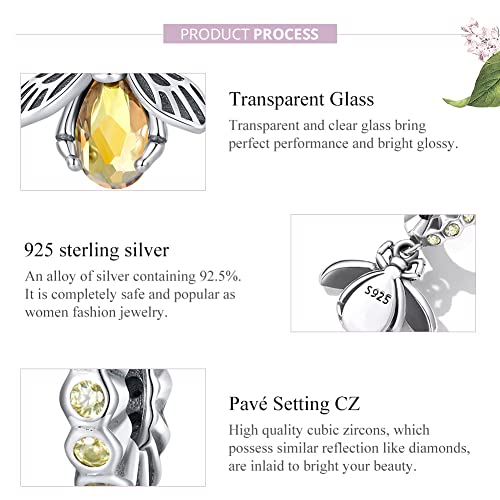 Animal Charms for Bracelets 925 Sterling Silver Bead Charms Bee Butterfly Fox Charm Fits Bracelets and Necklaces Cute Charms for Women - color: Bee
