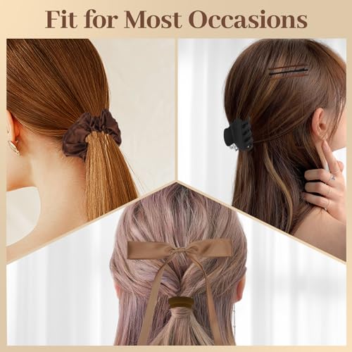 860Pcs Hair Accessories Set for Woman | Bow Hair Clips Hair Scrunchies Bobby Pins Claw Seamless Cotton Ponytail Holders Rubber Elastic Bands with Organizer Box