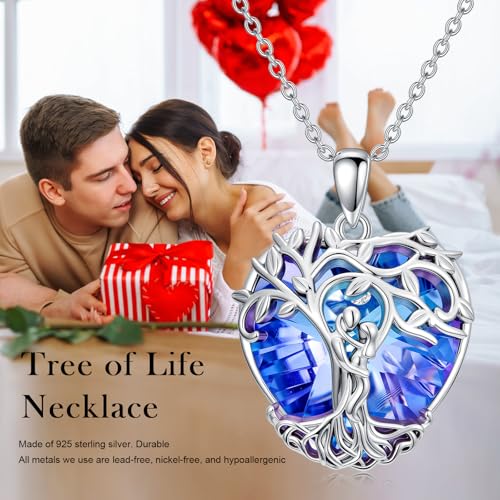 925 Sterling Silver Necklace Gifts for Women Crystal/Opal Jewelry Pendant Christmas Birthday Gift - style: Hug Couple