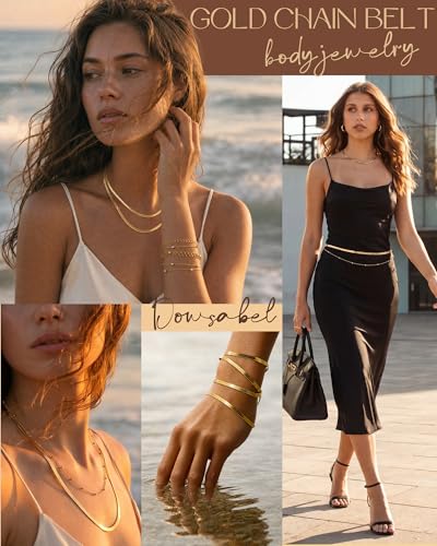 Waist Chain, Belly Chain for Women Layered with Waist Beads & Snake Chain Summer Jewelry Waterproof Non Tarnish Body Chain Gold Jewelry Belt Festival Outfits for Women Clothes Accessories