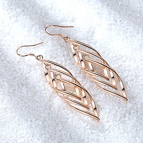 Sterling Silver Plated Earrings Dangle Earrings Linear Drop Statement Earrings for Women - color: ROSE GOLD