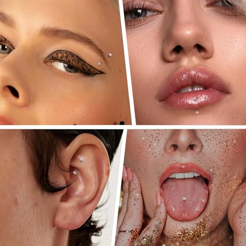 G23 Titanium Eyebrow Piercing Jewelry Eyebrow Rings Curved Barbell 16G Eyebrow Belly Button Ring Navel Rings Rook Daith Earrings Lip Ring Eyebrow Jewelry 6mm-12mm - color: 2PCS,Disc Shape Clear CZ,Gold
