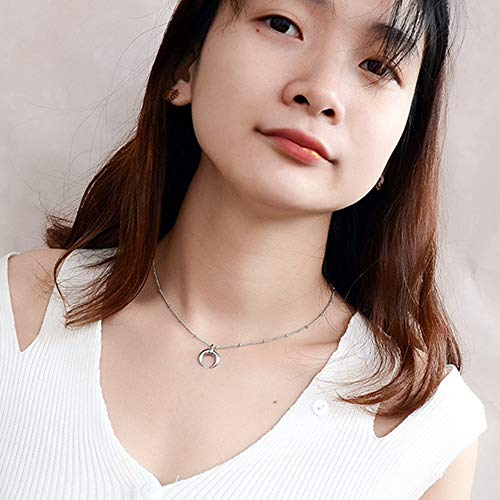 Jude Jewelers Stainless Steel Moon Crescent Half Circle Charm Statement Anniversary Colloar Necklace - color: Silver