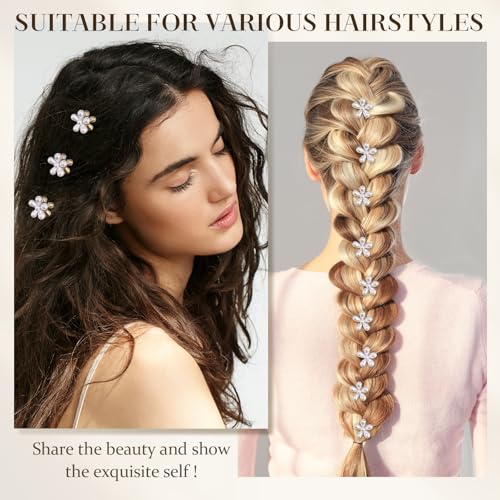 16 Pcs Small Pearl Claw Clips with Flower Design, Mini Hair Clips for Thin Thick Hair, Pearl Hair Accessories for Women Girls Sweet Tiny Hair Clips, Flower Hair Jaw Clamps Nonslip - color: White Flower