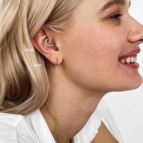 316L Stainless Steel 16G Teardrop 5A CZ Septum Nose Rings Daith Piercing | Hinged Seamless Septum Nose Ring CZ Helix Tragus Daith Piercing Jewelry for Women Silver, Black, 14K Gold Plated 8mm/10mm - color: Silver, Clear CZ(5A), size: 16g(1.2mm)-8mm