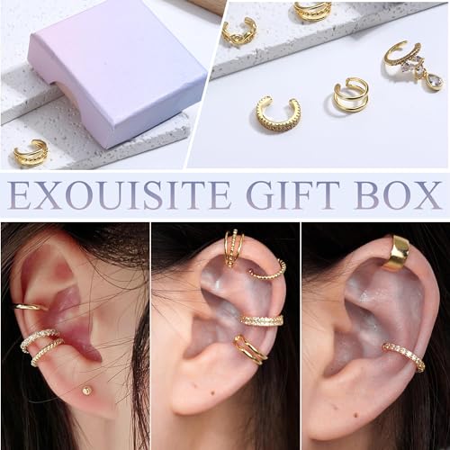 LOLIAS 𝐄𝐚𝐫 𝐂𝐮𝐟𝐟 𝐄𝐚𝐫𝐫𝐢𝐧𝐠𝐬 for Women Non Piercing Gold Plated Ear Cuffs 𝟏𝟒𝐊 𝐆𝐨𝐥𝐝 𝐏𝐥𝐚𝐭𝐞𝐝 Ear Cuff for Non Pierced Ears Clip on Cartilage Earring 𝐅𝐚𝐤𝐞 𝐄𝐚𝐫𝐫𝐢𝐧𝐠𝐬 Lightweight - style: 14K Gold Plated