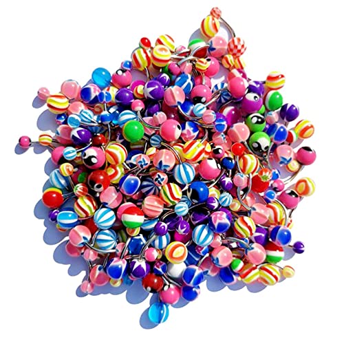 KIFEDSLJ Acrylic Belly Rings & Bars - Stainless Steel Navel Piercing Jewelry - color: navel ring 30pcs