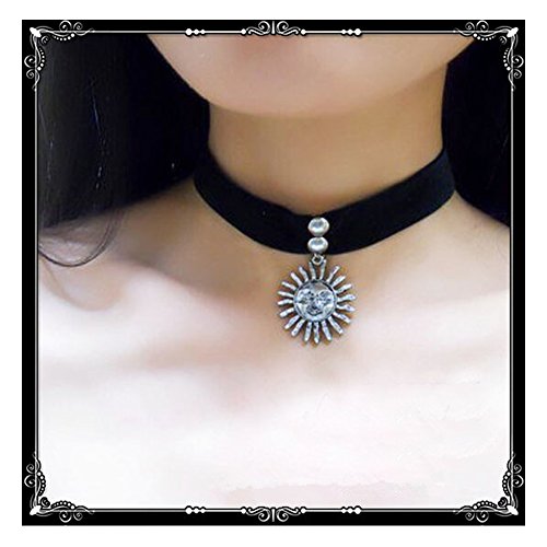 Harajuku Gothic sun pendant necklace collar Lace Choker Necklace