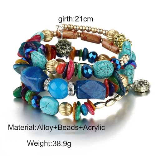 Turquoise Beaded Stretch Bracelets Bohemian Stackable Bracelets Y2K Summer Beach Bracelets Jewelry for Women - color: Stackable-Colorful