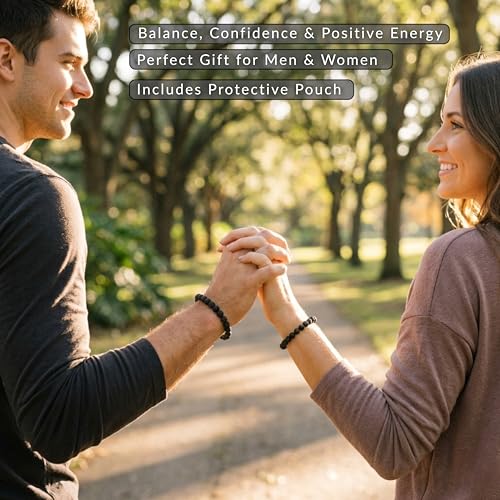 Cherry Tree Collection Tigers Eye Bracelets Plus Over 40 Other Stones – Gemstone Beads for Men & Women, Promotes Protection, Courage, Focus, Balance & Luck – Available in S, M, L with 8mm Round Beads - color: Lava, size: Medium